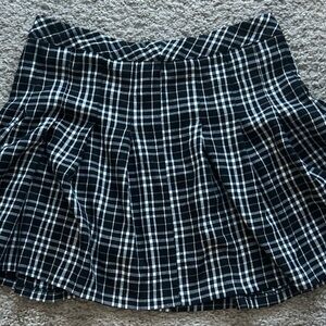 Ardene Black and White Checkered Skater Skirt